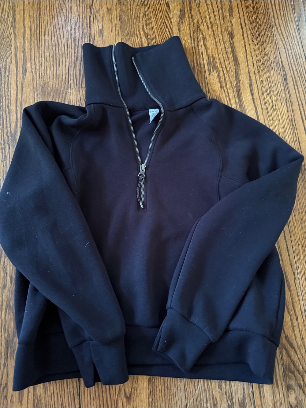 SPANX Air Essentials Black Women's Quarter-Zip Pullover Sweatshirt - Picture 4 of 4